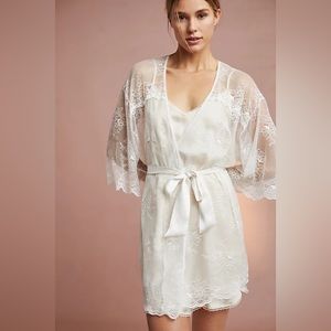 Eberjey Silver Lace Robe S/M